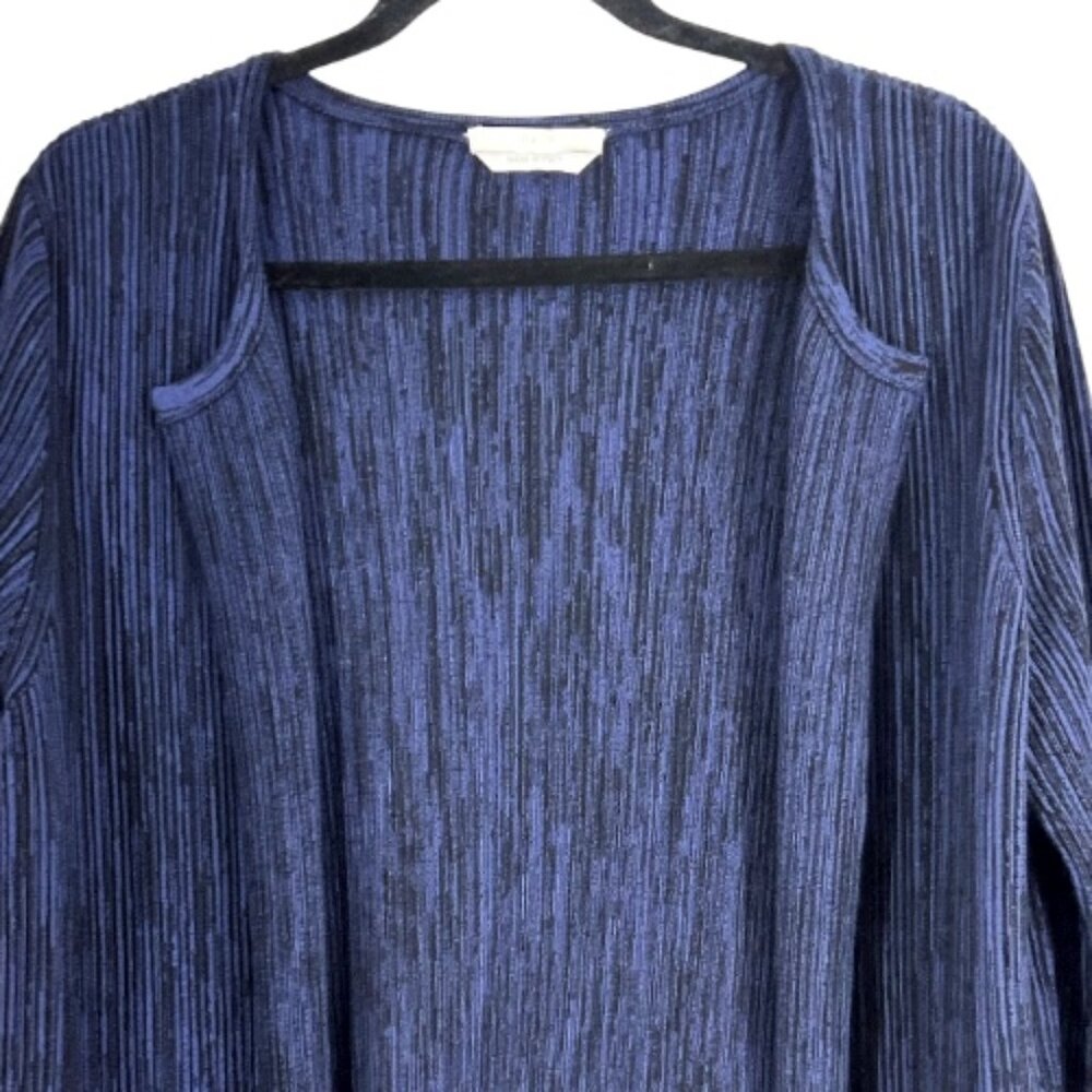 Hugo Boss Long Ribbed Cardigan Blue Size Medium Pre-Loved - Picture 2 of 6